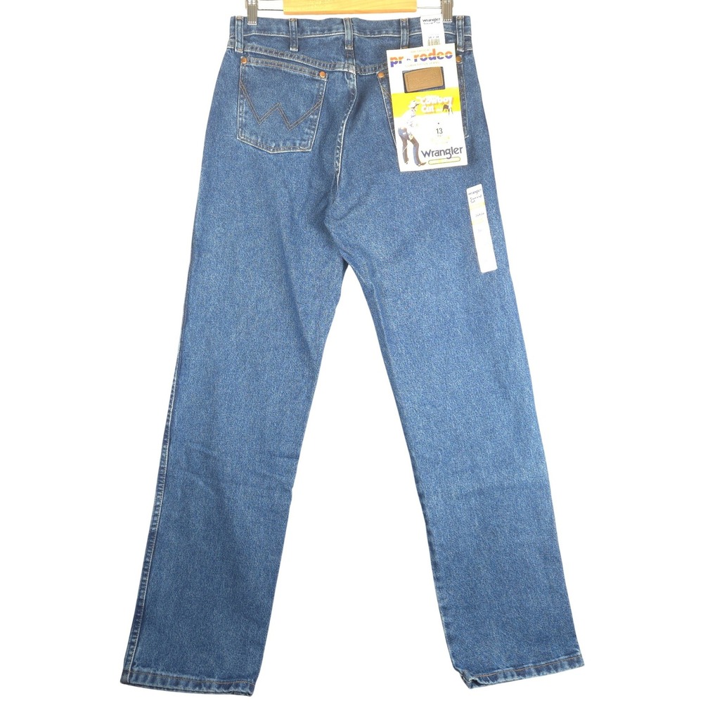 Wrangler Cowboy Cut 13MWZ Jeans Mens 34x34 Blue Denim Original Fit Pro Rodeo NEW